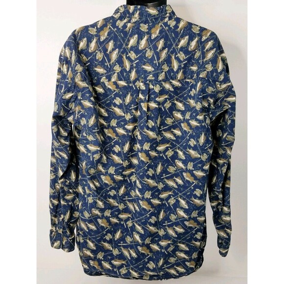 VTG COLUMBIA SPORTSWEAR CO Mens XL Fishing Reels Allover Print Button Down Shirt - Picture 3 of 4